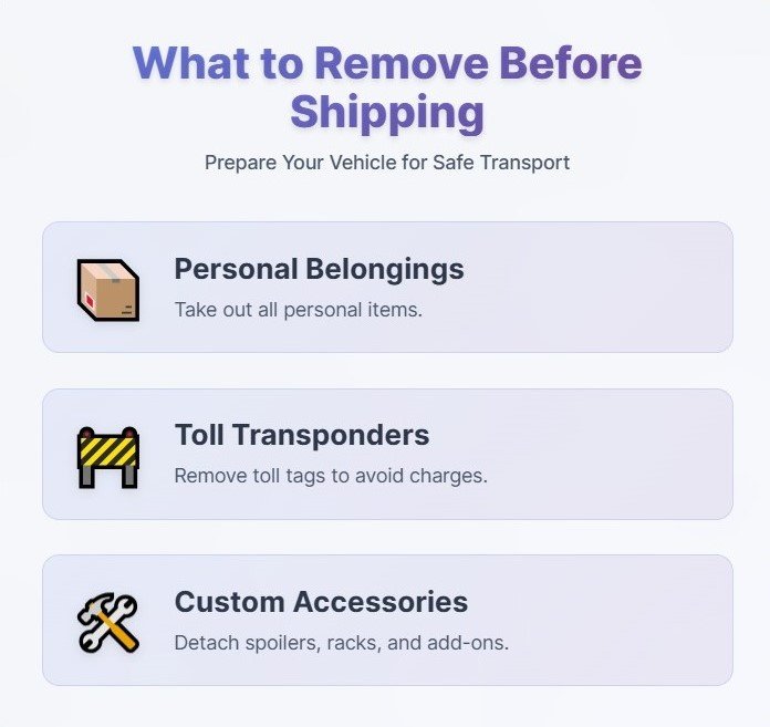 what to remove before car transport