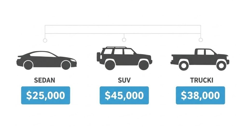 Car types with corresponding prices