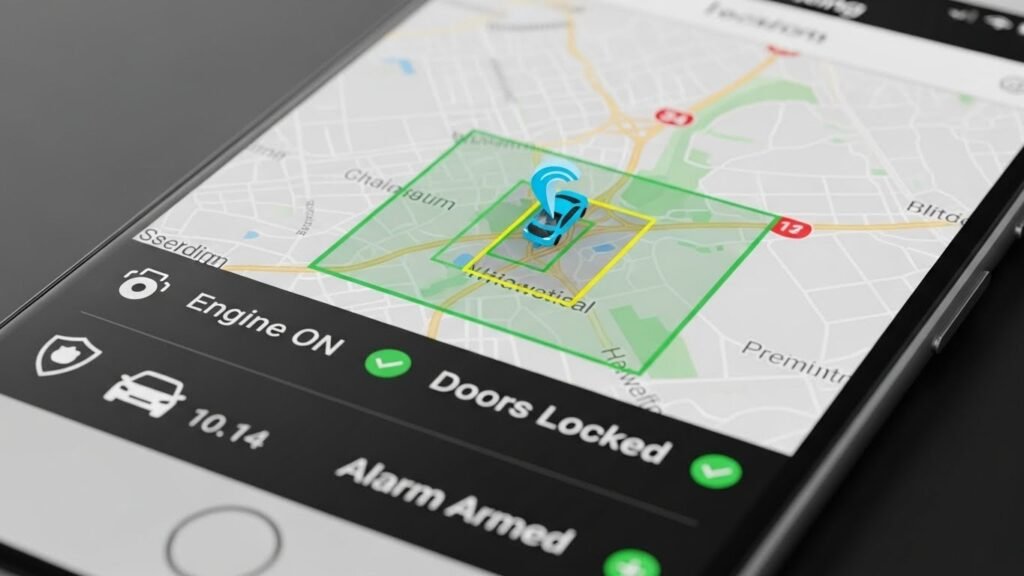 Car tracking app interface on smartphone