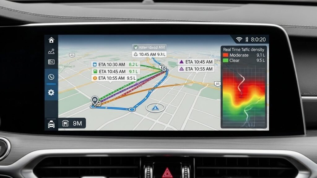 Car navigation system displaying routes