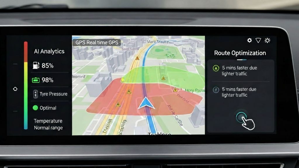 Car navigation screen with traffic data