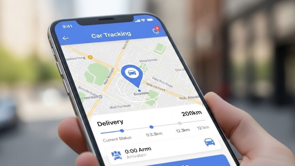 Mobile app displaying car tracking feature