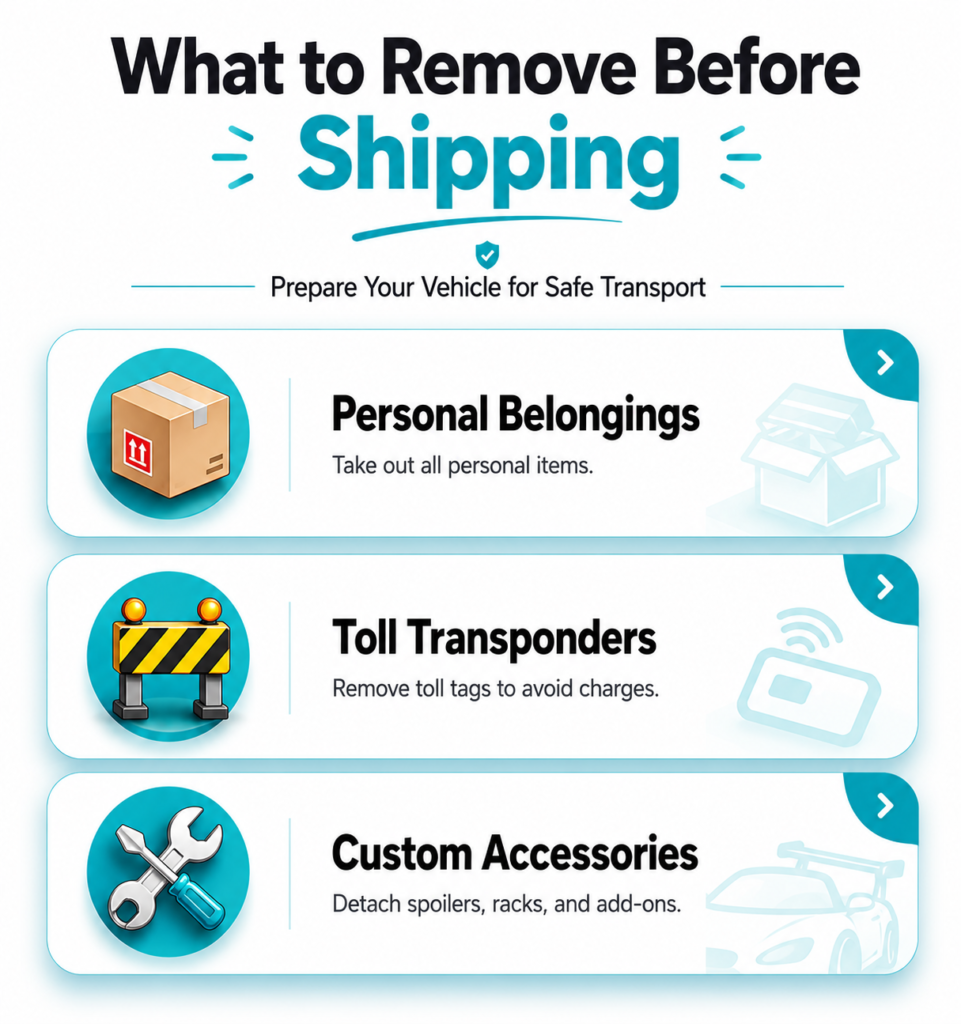 what to remove before car transport