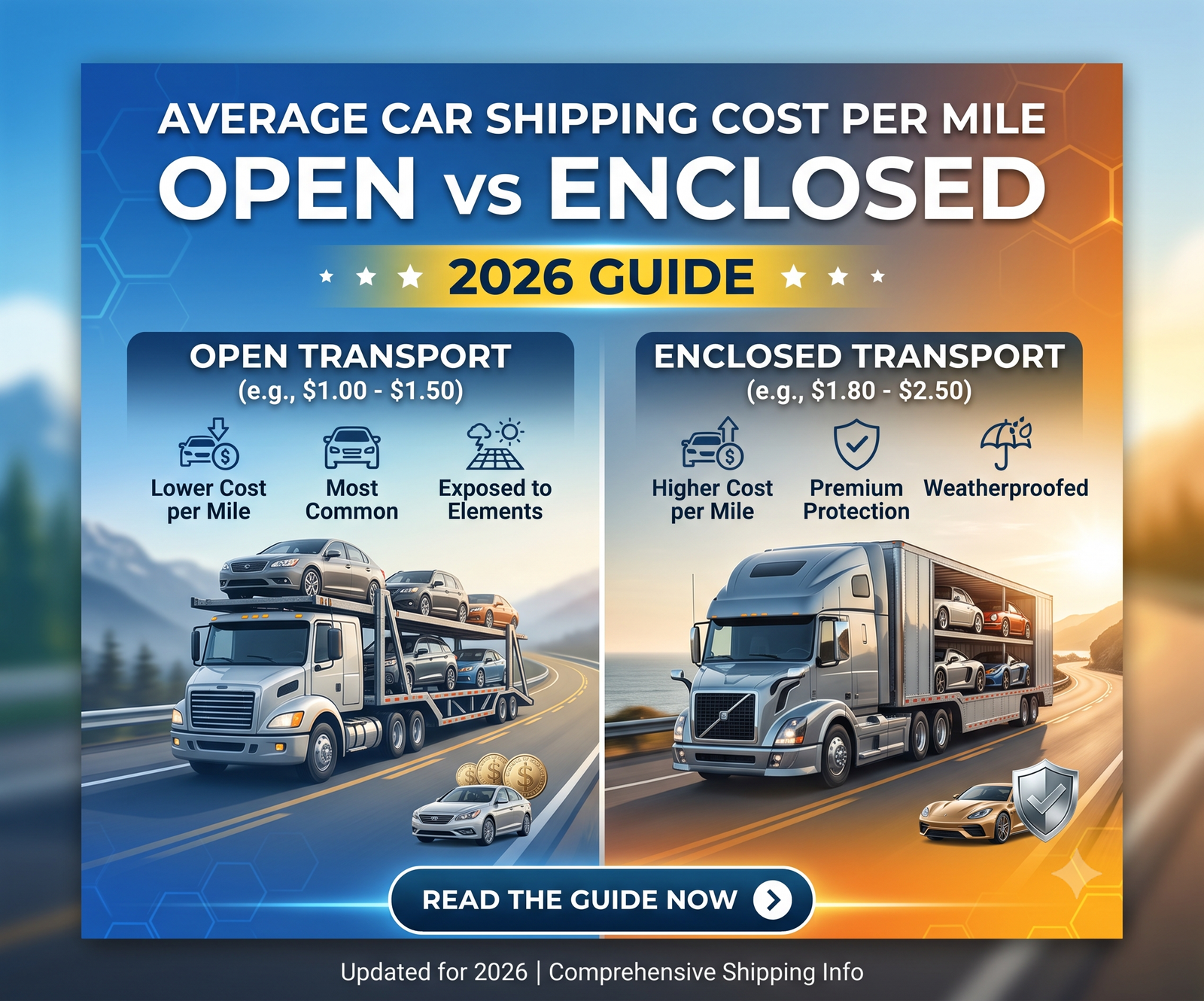 Average Car Shipping Cost Per Mile Open vs Enclosed (2026 Guide),